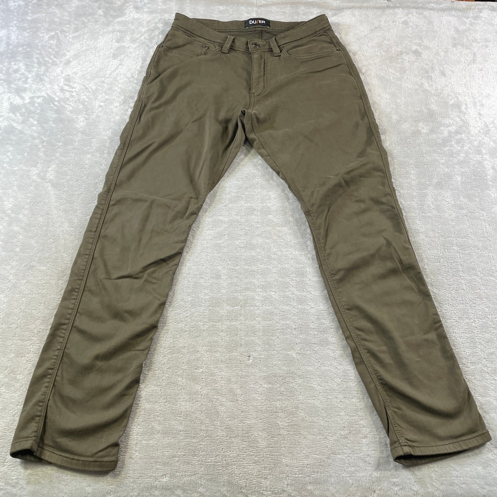 DU ER N2X Relaxed Taper Pants Jeans Men 32x32 Green Stretch Performance No sweat